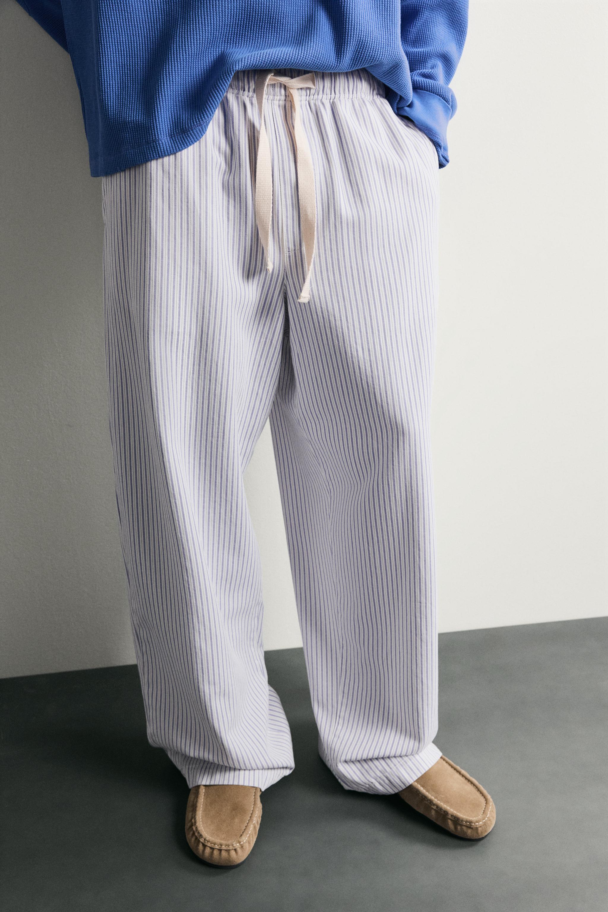 PANTALON COUPE LARGE À RAYURES